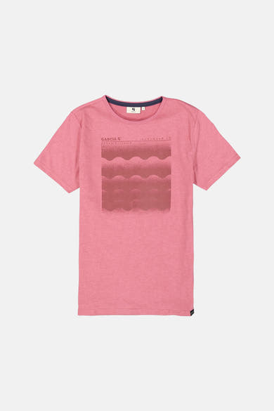 Roze T-shirt met korte mouwen van GARCIA, met golvende print op de voorkant.