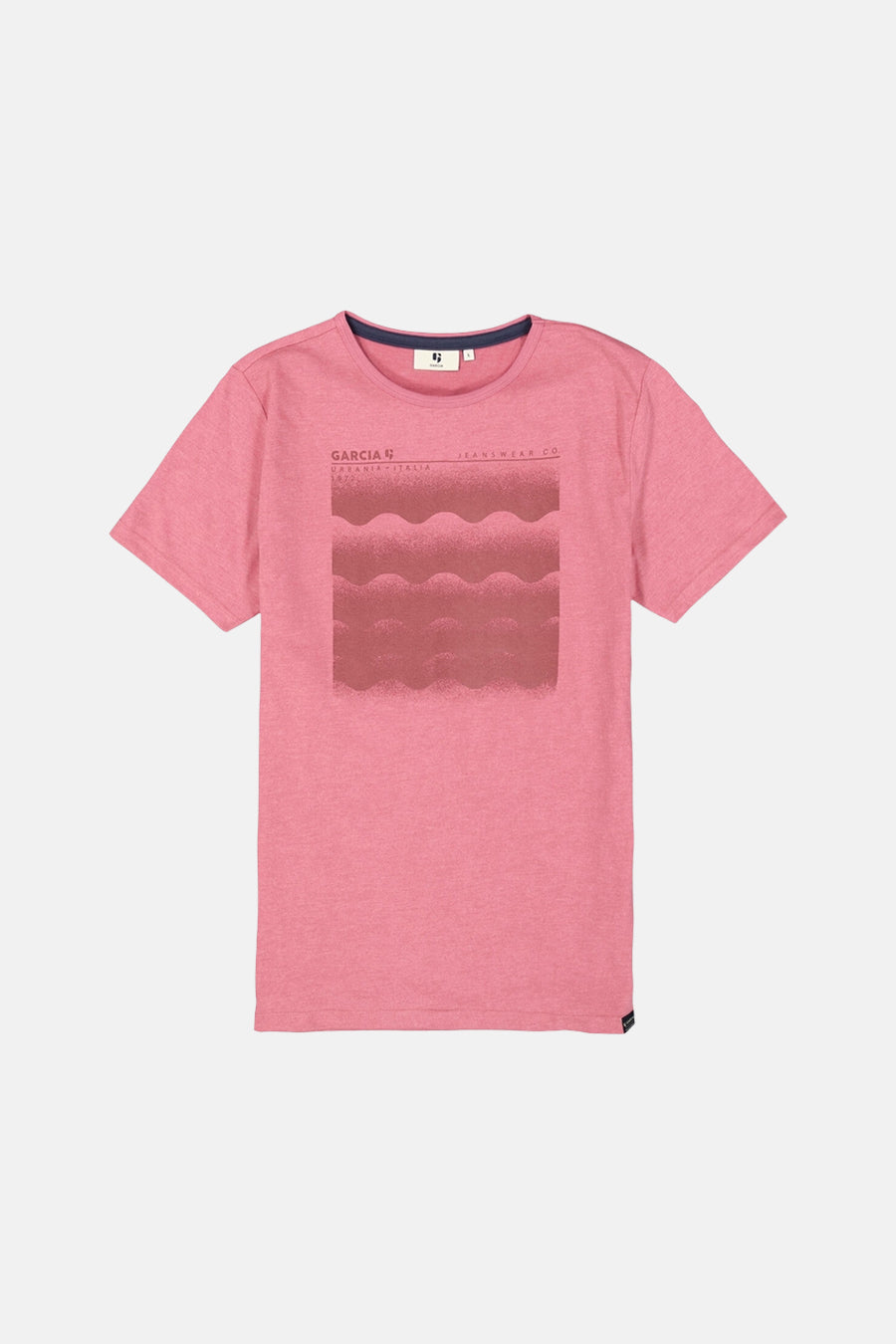 Roze T-shirt met korte mouwen van GARCIA, met golvende print op de voorkant.