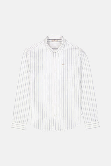 Witte gestreepte blouse met lange mouwen van GARCIA, met knoopsluiting en lange mouwen.
