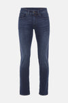 Jean droit bleu de PIERRE CARDIN, en denim avec une subtile texture délavée.