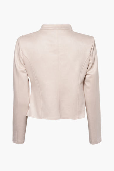 Veste courte beige d'Amélie et Amélie, vue de dos, avec une texture douce et des manches longues.
