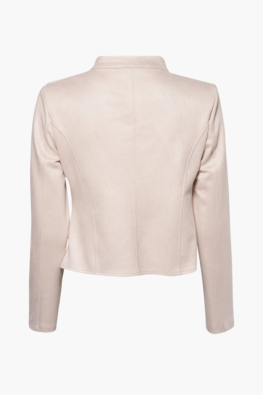 Veste courte beige d'Amélie et Amélie, vue de dos, avec une texture douce et des manches longues.
