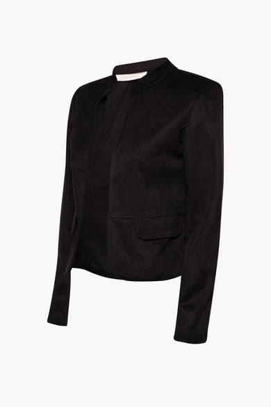 Veste courte noire d'AMELIE ET AMELIE avec poche et col montant.