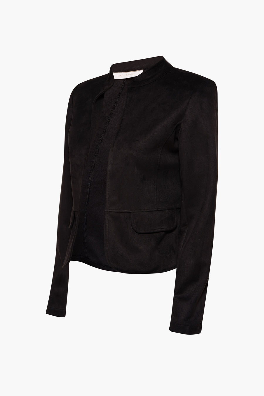 Veste courte noire d'AMELIE ET AMELIE avec poche et col montant.