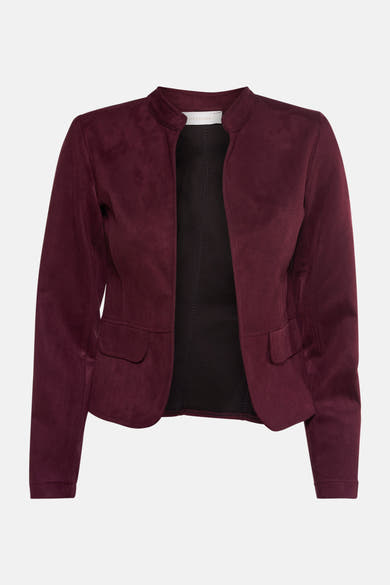 Veste courte bordeaux en suédine de AMELIE ET AMELIE avec poches plaquées.