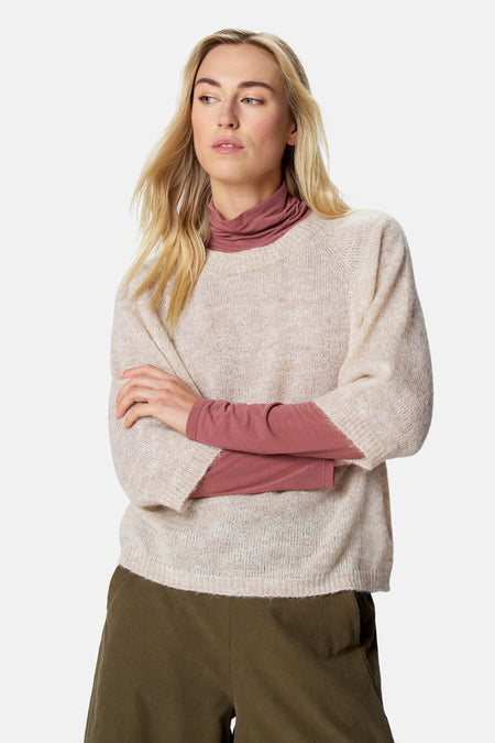Pull col O - blanc