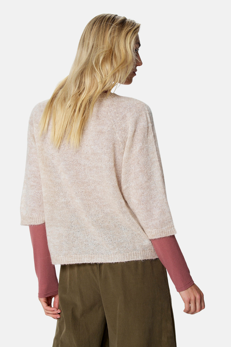Pull col O - blanc