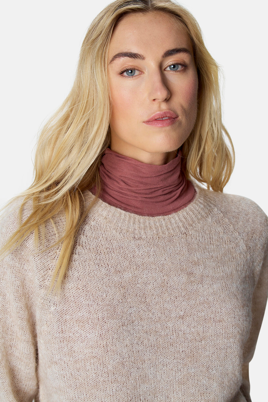 Pull col O - blanc