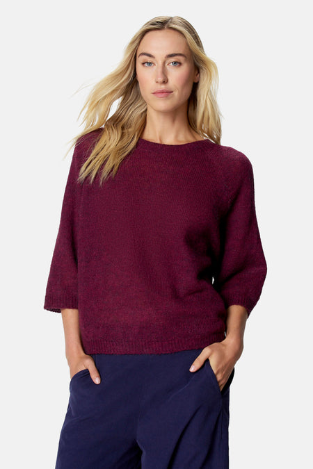 Pull col O - Bordeaux
