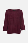 Pull col rond bordeaux de COPINES D'ANVERS, maille fine et fluide, vue de face