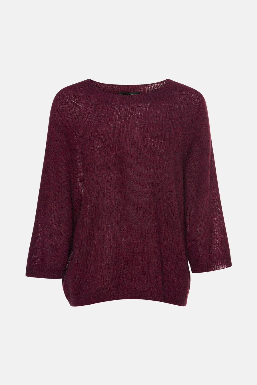 Pull col rond bordeaux de COPINES D'ANVERS, maille fine et fluide, vue de face