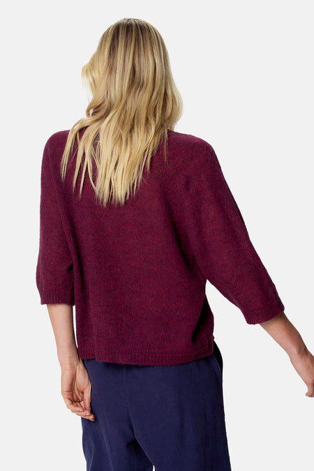Pull col O - Bordeaux