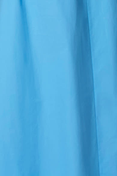 Robe bleu de COPINES D'ANVERS en tissu uni et lisse, présentant de doux plis verticaux.