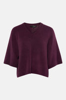 Pull à col en V - Bordeaux