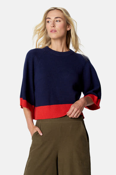 Pull col O - bleu