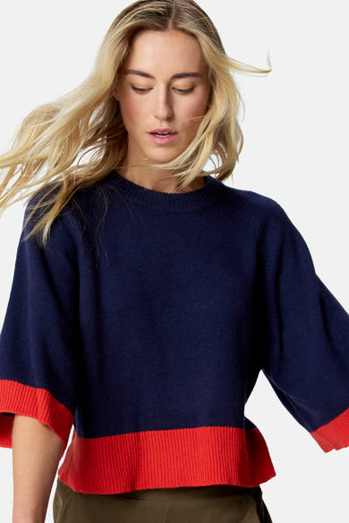 Pull col O - bleu