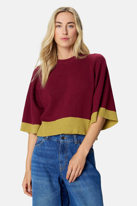 Pull col O - Bordeaux