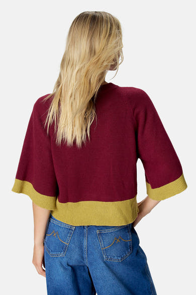 Pull col O - Bordeaux
