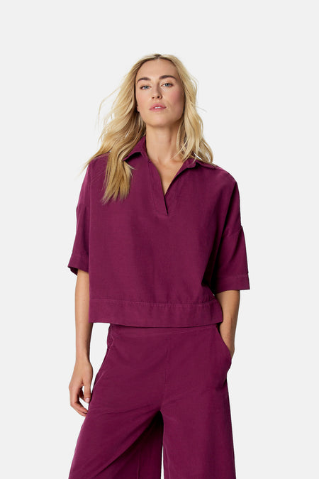 Blouse à manches courtes - Bordeaux
