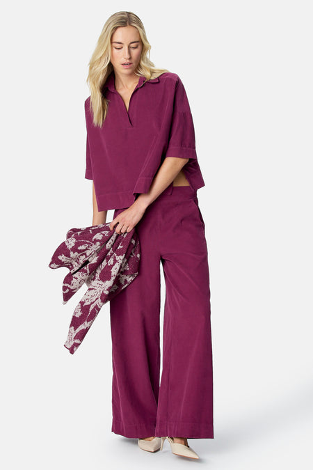 Blouse à manches courtes - Bordeaux