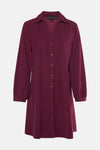 Robe bordeaux à manches longues en velours côtelé, boutonnée, de COPINES D'ANVERS, vue de face