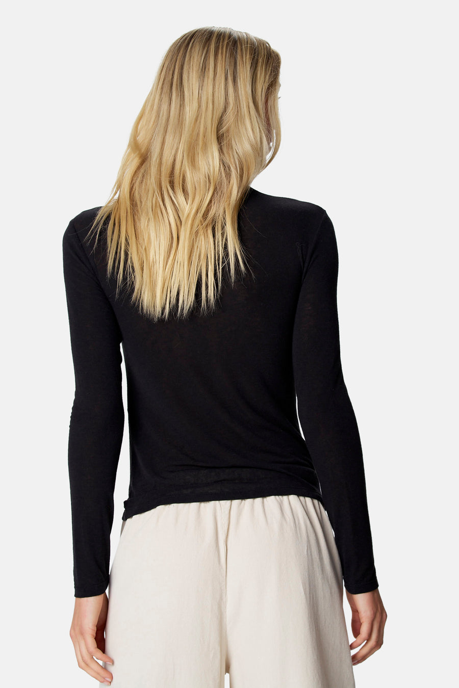 T-shirt met rolkraag - zwart