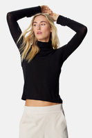T-shirt met rolkraag - zwart