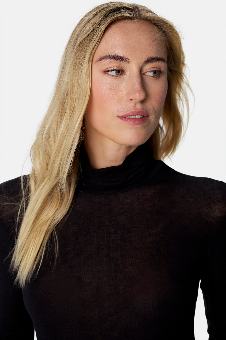 T-shirt met rolkraag - zwart
