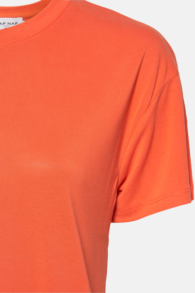 T-shirt orange à manches courtes de NAF NAF, en jersey de coton uni, coupe décontractée.
