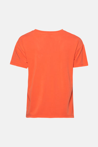 T-shirt orange à manches courtes de NAF NAF, uni et décontracté, vu de dos.