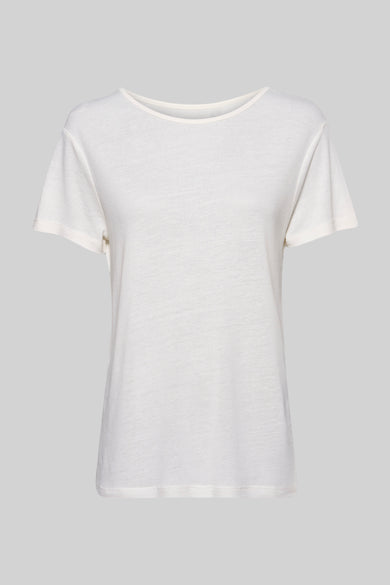 Ecru T-shirt met korte mouwen van NAF NAF, in fijne en lichte stof, rechte pasvorm.