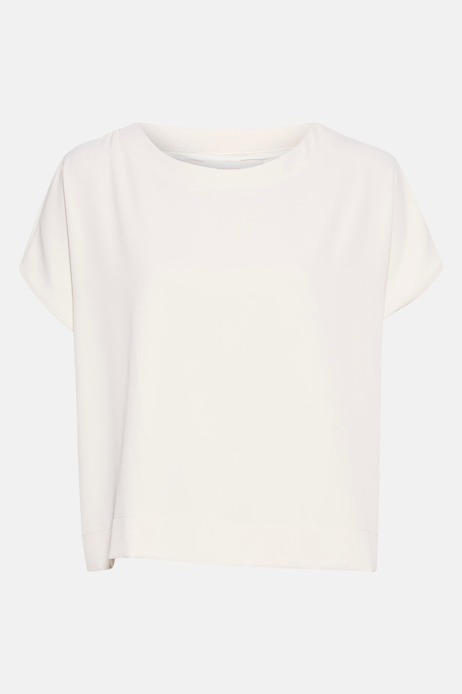 Beige blouse met korte mouwen van AMELIE ET AMELIE, losse pasvorm en rechte zoom.