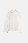 Ecru blouse met lange mouwen van AMELIE ET AMELIE, van satijn, met een losse pasvorm en kimonomouwen.