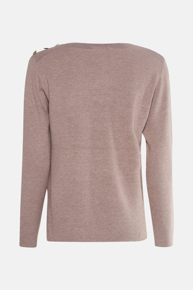 Pull met ronde hals - beige