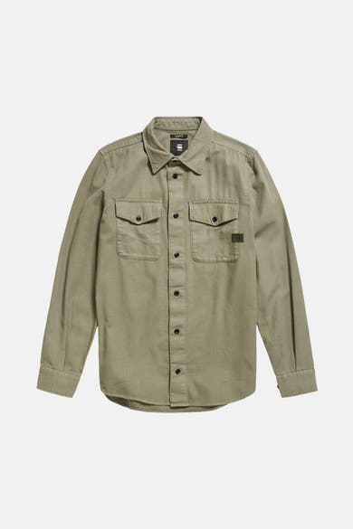 Chemise à manches longues verte de G-Star RAW, avec poches poitrine boutonnées et logo discret.