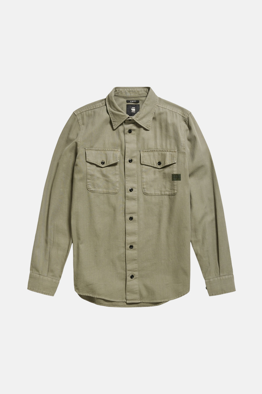 Chemise à manches longues verte de G-Star RAW, avec poches poitrine boutonnées et logo discret.