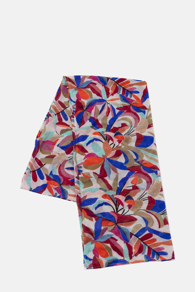 Foulard multicolore de GARCIA, à motif floral abstrait dans des tons vifs.

