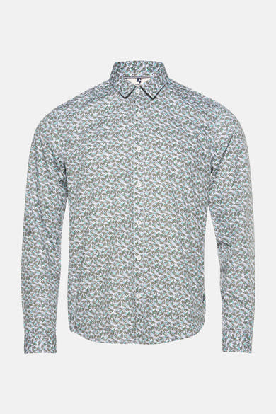 Gekleurd overhemd met lange mouwen van GARCIA, met decoratief bladmotief en knopen.