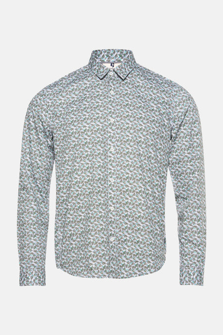 Gekleurd overhemd met lange mouwen van GARCIA, met decoratief bladmotief en knopen.