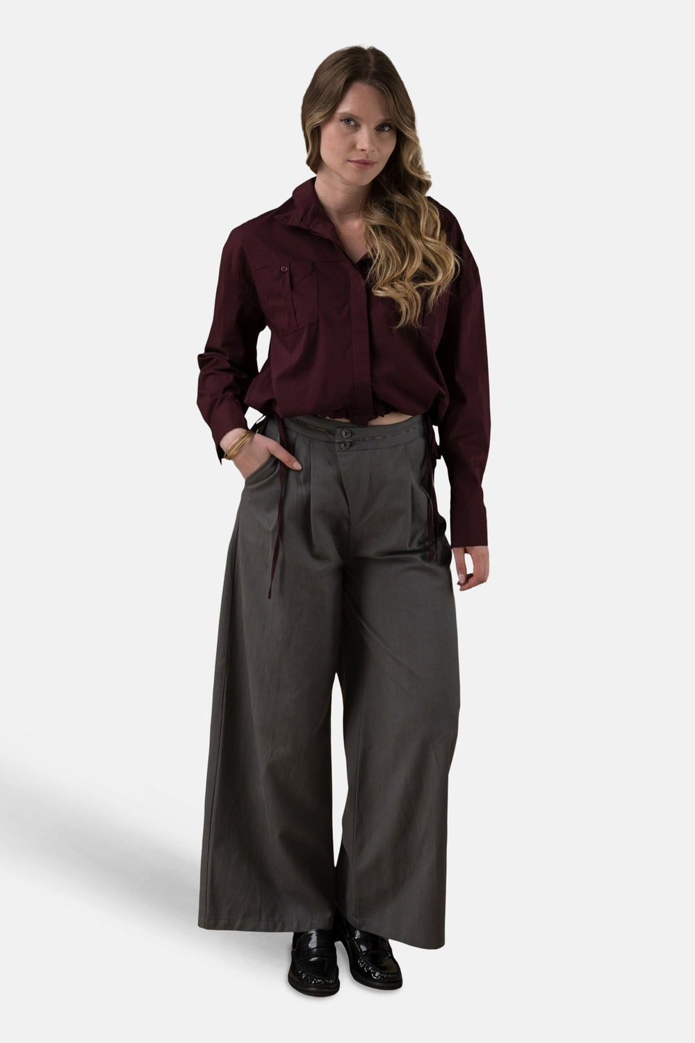 Chemise à manches longues - Bordeaux