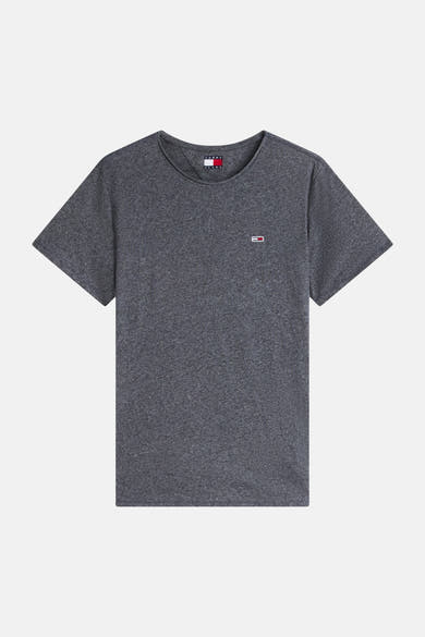 T-shirt bleu à manches courtes de Tommy Jeans, avec logo drapeau emblématique sur la poitrine.