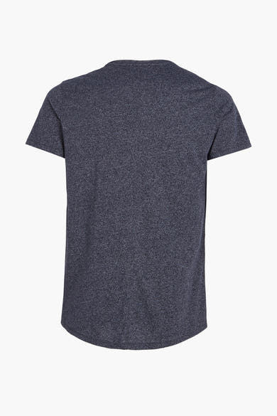 T-shirt bleu à manches courtes de Tommy Jeans, texture chinée visible, présenté de dos sur fond blanc.