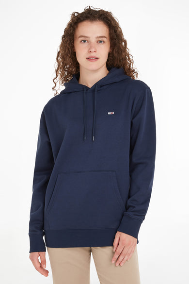 Sweat à capuche bleu marine de Tommy Jeans avec cordon de serrage et poche kangourou.