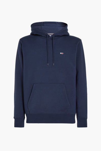 Blauwe hoodie van Tommy Jeans met trekkoord en kangoeroezak.