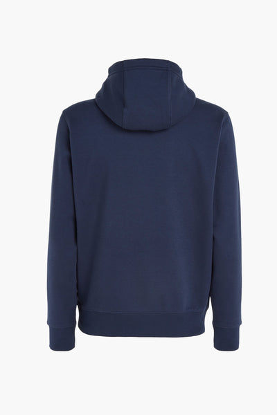 Donkerblauwe hoodie van Tommy Jeans, met een capuchon en lange mouwen.