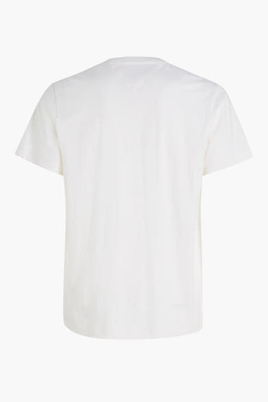 T-shirt blanc de TOMMY JEANS, uni, à manches courtes, avec un col rond et coupe classique.