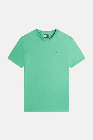 T-shirt vert à manches courtes de Tommy Jeans, avec un logo discret sur la poitrine.