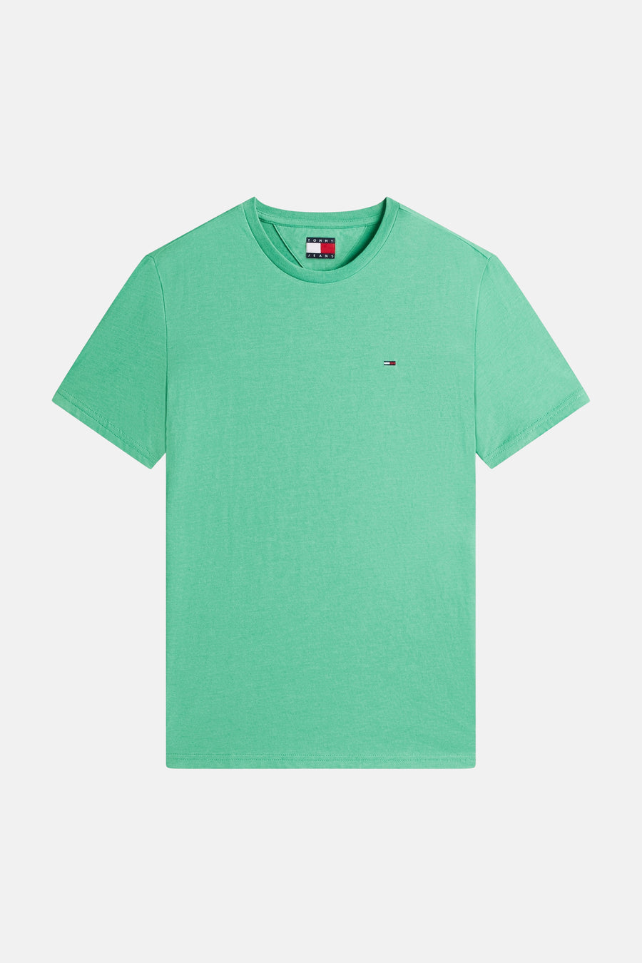 T-shirt vert à manches courtes de Tommy Jeans, avec un logo discret sur la poitrine.