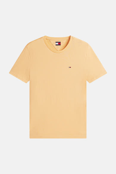 T-shirt orange à manches courtes de TOMMY JEANS, avec logo discret sur la poitrine.