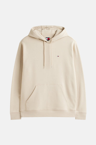 Beige hoodie van Tommy Jeans met trekkoord en kangoeroezak.